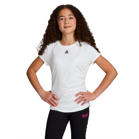 Reebok Girl's Legacy Short Sleeve Ruched Performance Top, Sizes 4-18