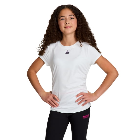 Reebok Girl's Legacy Short Sleeve Ruched Performance Top, Sizes 4-18