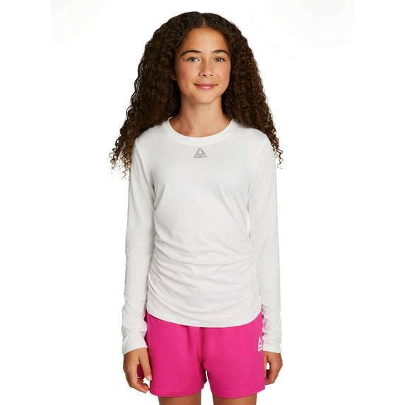 Reebok Girl's Legacy Performance Long Sleeve Side Ruched Top, Sizes 4-18