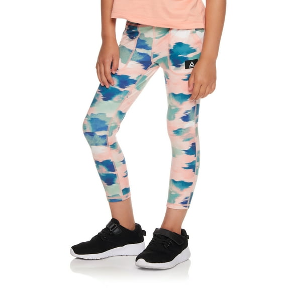 Reebok Girl's Thrive 7/8 Camo Print Legging With 18" Inseam, Sizes 4-18