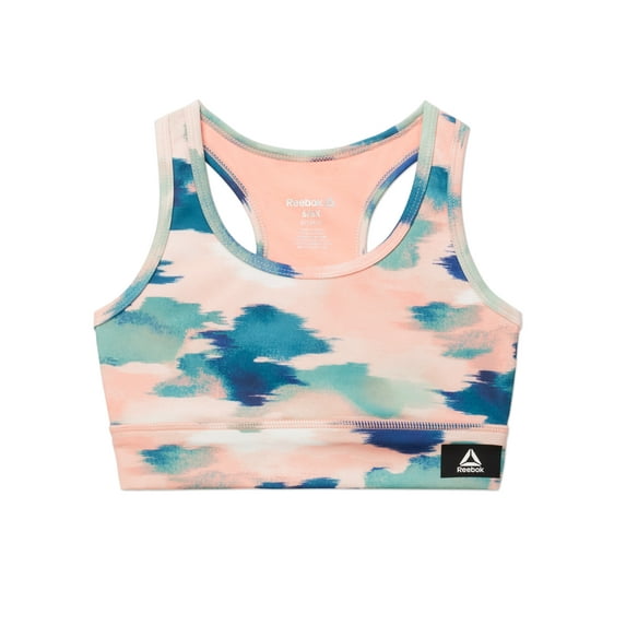 Reebok Girl's Thrive Long Line Camo Print Bra, Sizes 4-18