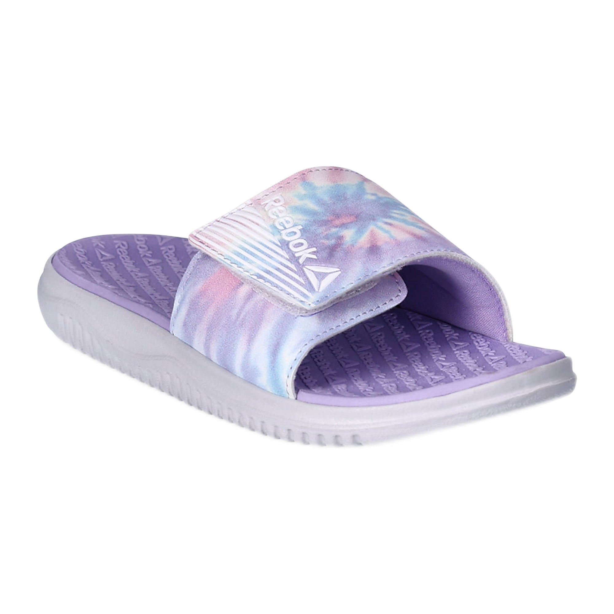 Reebok Girls Dual Density Comfort Slide Sandals with Adjustable Strap, Sizes 13-5