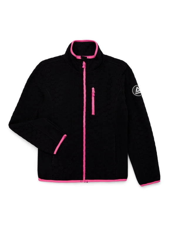 Girls Fleece Jacket with Embossed Hearts, Sizes XS-XXL