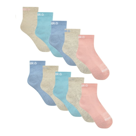 Reebok Girls Socks Pro-Series Ankle Kids Socks, 10-pack