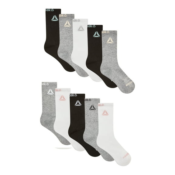 Reebok Girls Socks Pro-Series Crew Kids Socks, 10-pack