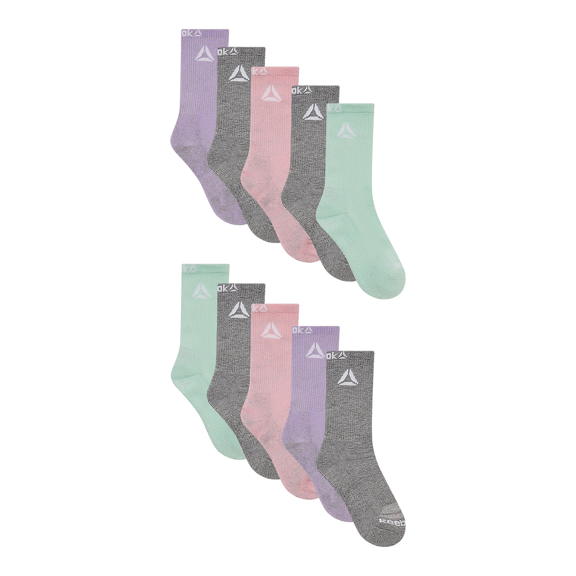 Reebok Girls Pro-Series Crew Socks, 10-Pack