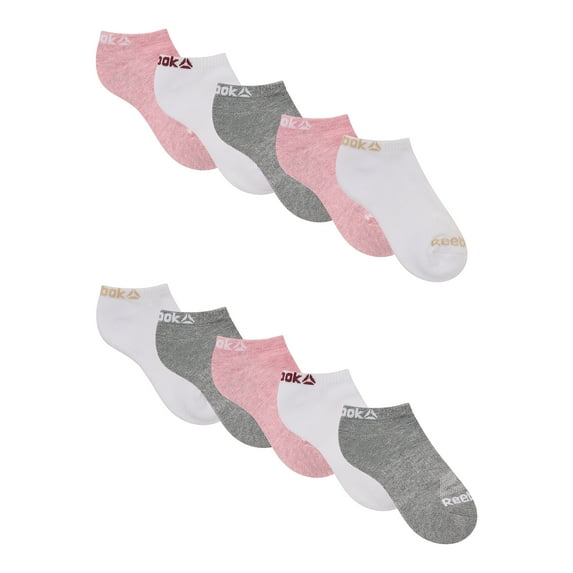Reebok Girls Socks Pro-Series Low Cut Kids Socks, 10-pack