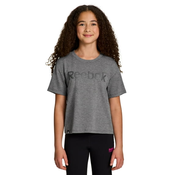 Reebok Girls Relay Slinky Jersey Cropped Short Sleeve T-Shirt, Sizes 4-18