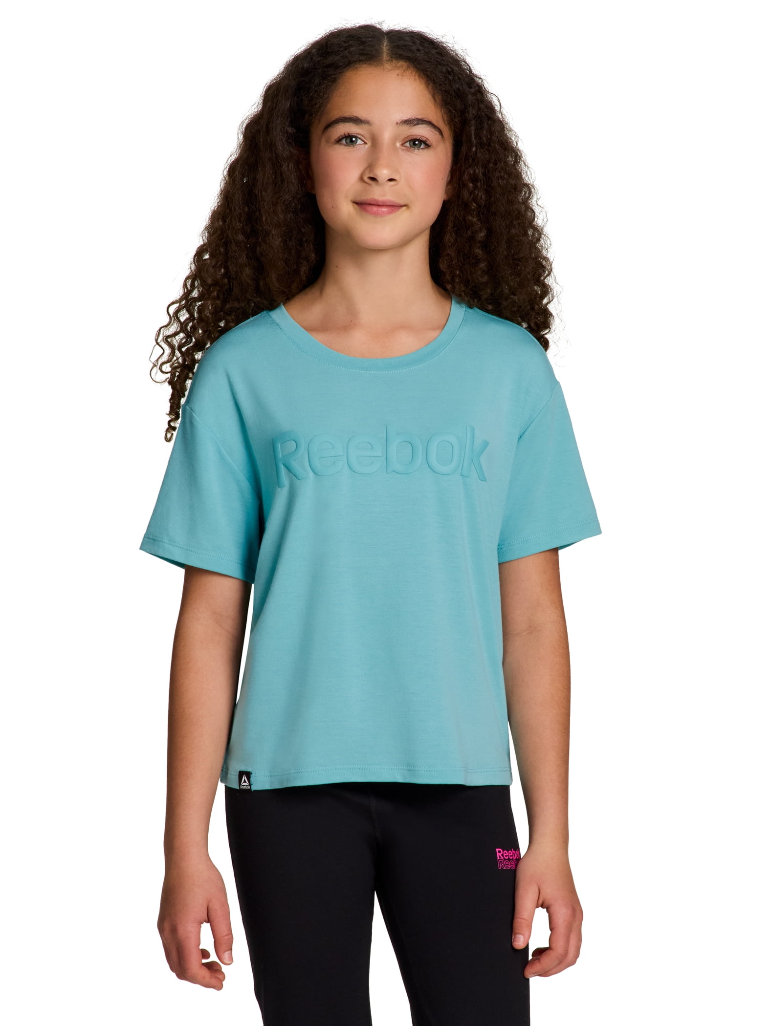 Reebok Girls Relay Slinky Jersey Cropped Short Sleeve T-Shirt, Sizes 4-18