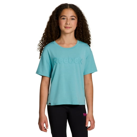 Reebok Girls Relay Slinky Jersey Cropped Short Sleeve T-Shirt, Sizes 4-18