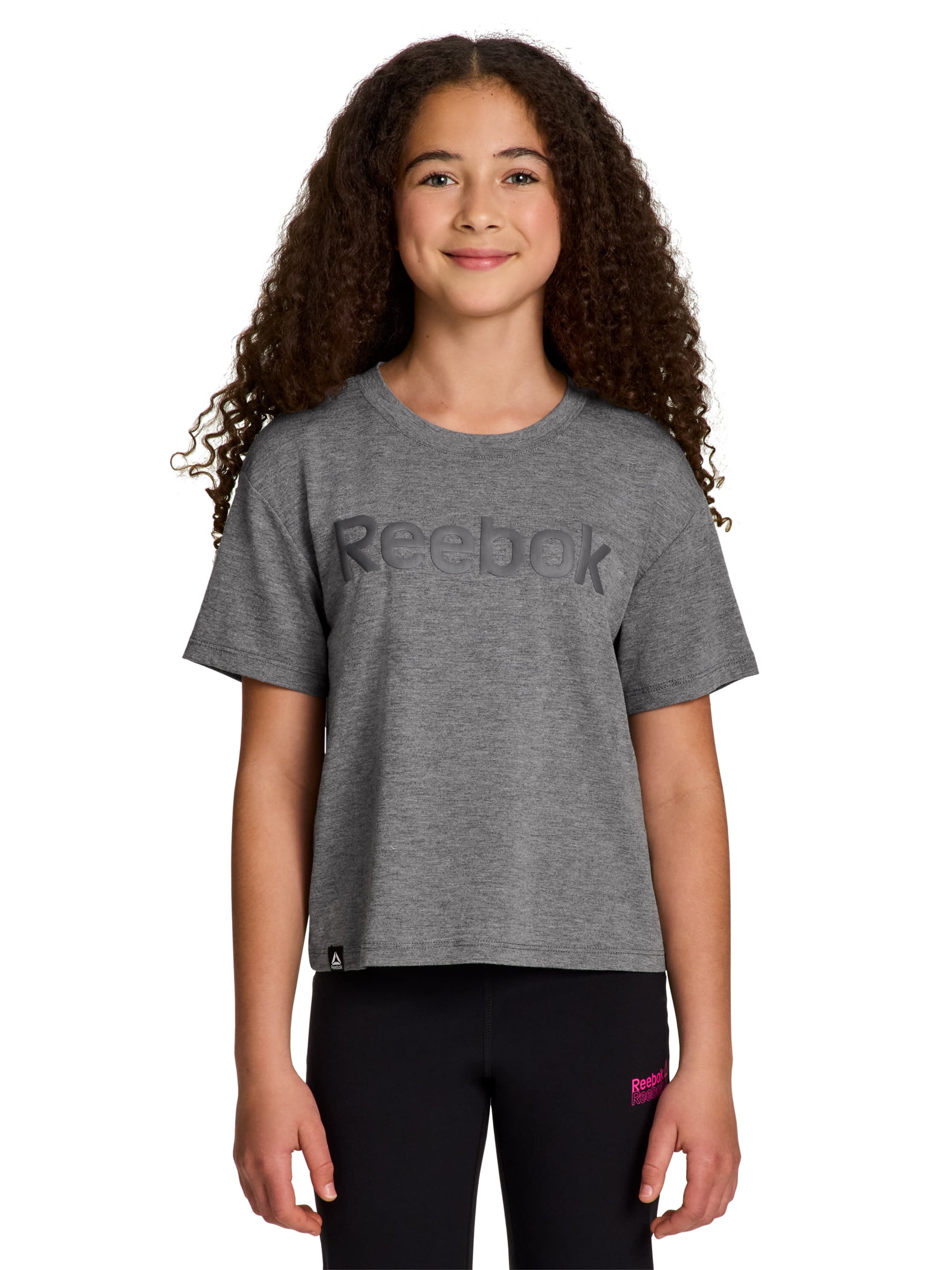 Reebok Girls Relay Slinky Jersey Cropped Short Sleeve T-Shirt, Sizes 4-18