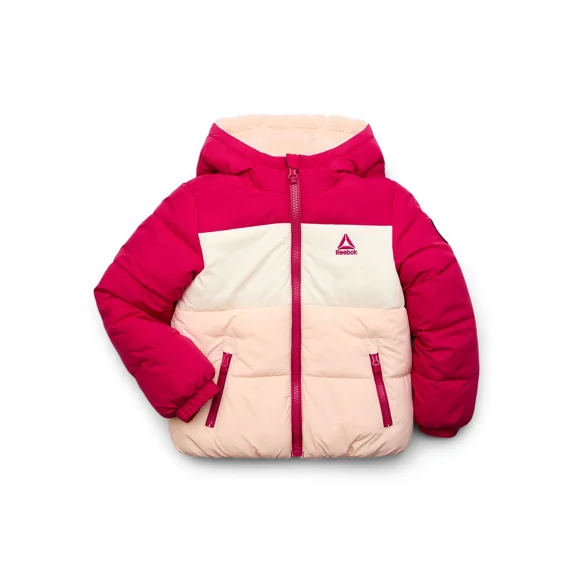 Reebok Girls Reversible Colorblock Puffer Jacket, Sizes 4-18