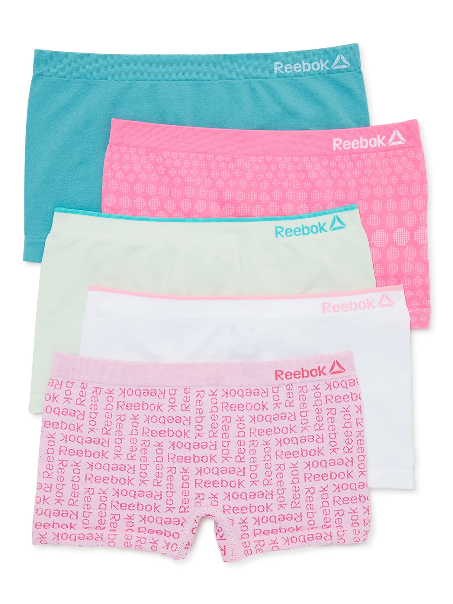 Reebok Girls Seamless Boyshort Panties Underwear, 5-Pack, Sizes S-XL 