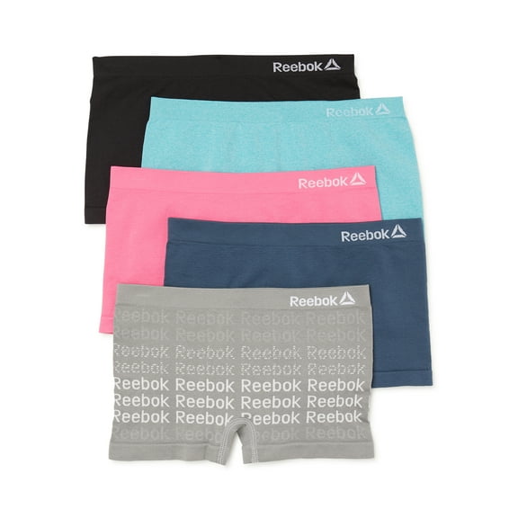 Reebok Girls Seamless Underwear Boyshort Panties, 5-Pack