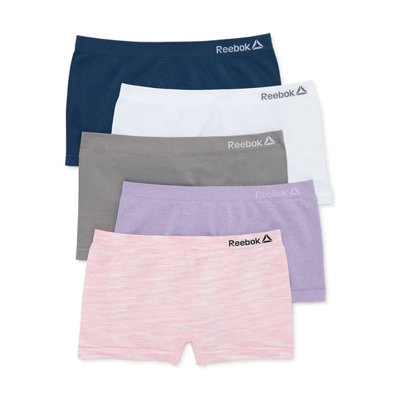 Reebok Girls Seamless Underwear Boyshort Panties, 5-Pack