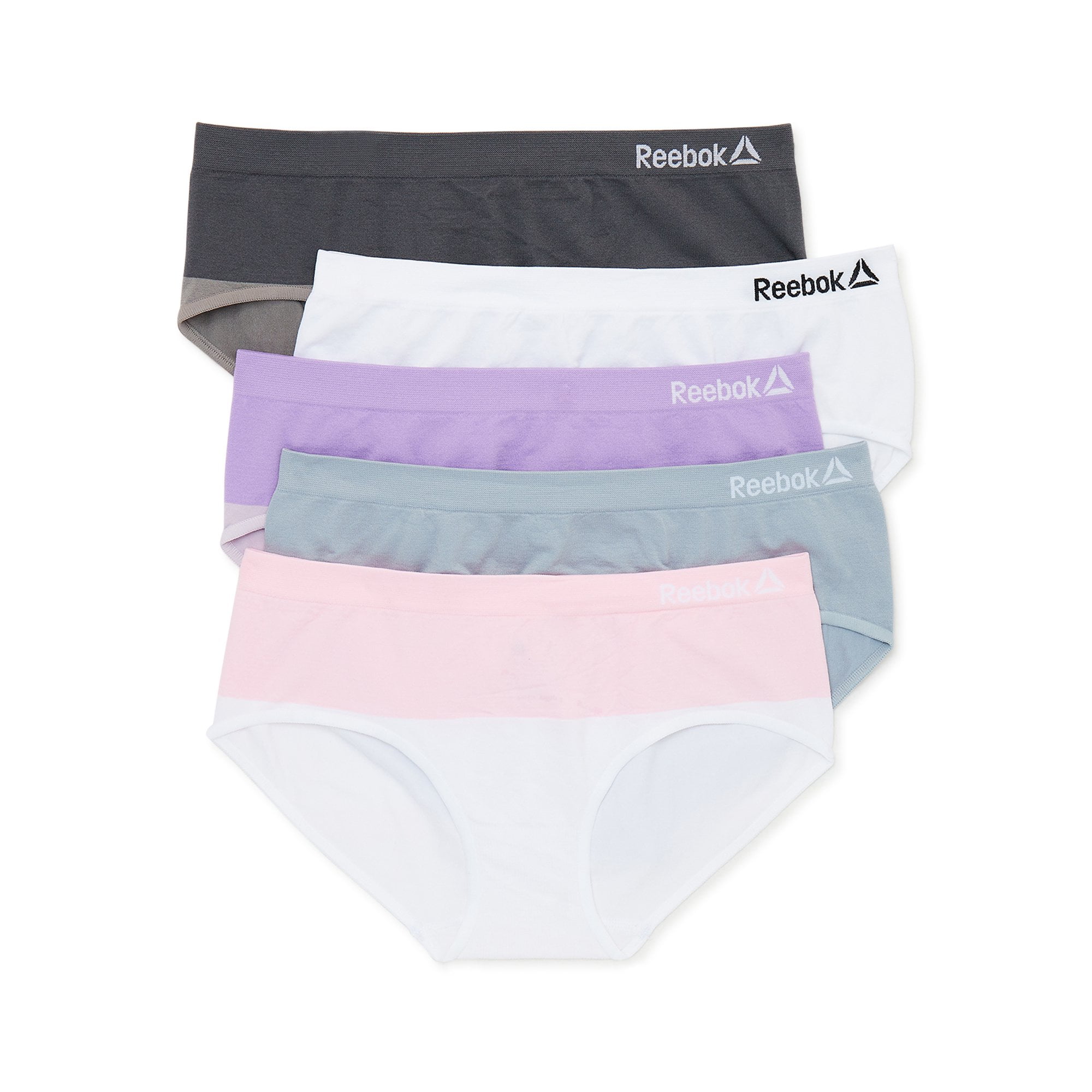 Reebok Women’s Underwear – Seamless High Waist Brief Panties (10 Pack),  Size Large, Navy/Grey/White/Pink