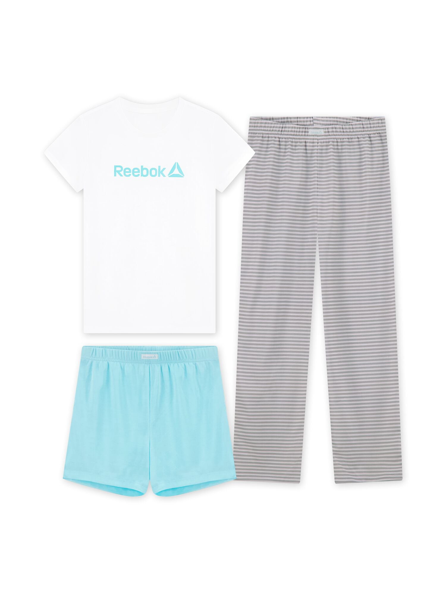 Reebok Girls’ Sleepwear, 3-Piece Tee, Short & Pant Pajama Set, Sizes S - XL