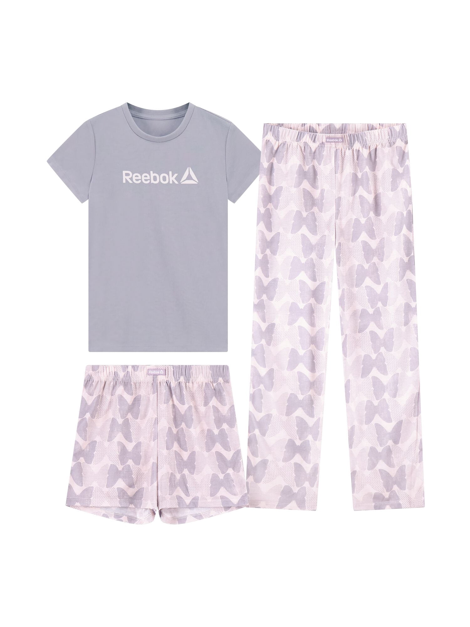 Reebok Girls’ Sleepwear, 3-Piece Tee, Short & Pant Pajama Set, Sizes S - XL