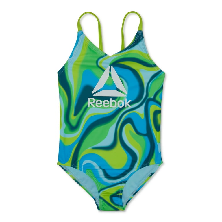 Reebok Girls Strappy Back V Neck Swimsuit Sizes 4 18 Girl s Size 4 5 Blue