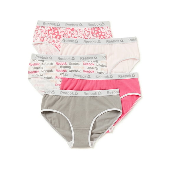 Reebok Girls' Underwear, Cotton Stretch Hipster Panties, 5 Pack, Sizes S-XL