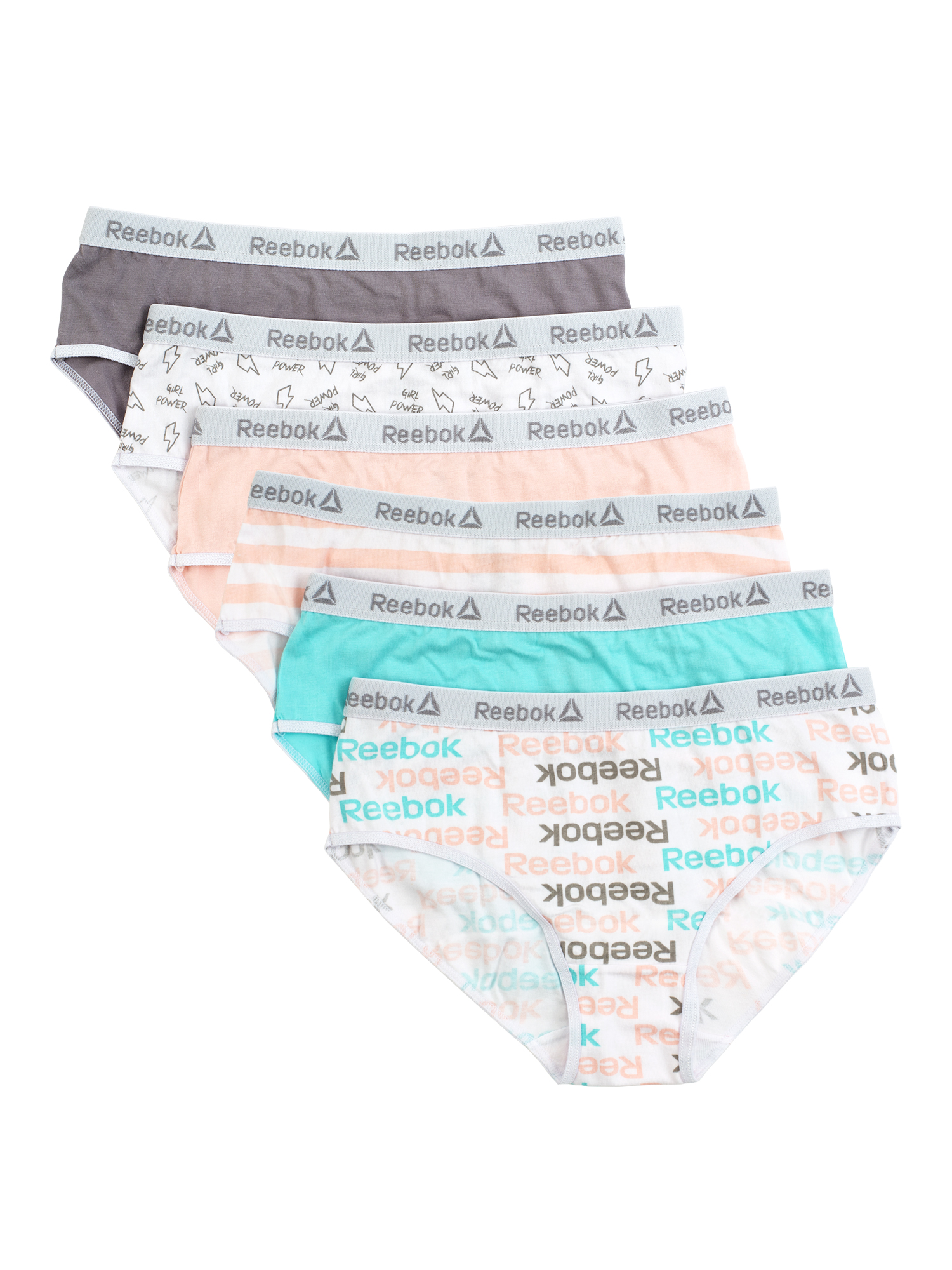 Reebok Girls Underwear Cotton Stretch Hipster Panties, 6-Pack, Sizes S-XL - image 1 of 4