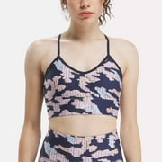 Reebok Womens ID Train Blue & Pink Camo Sports Bra Medium