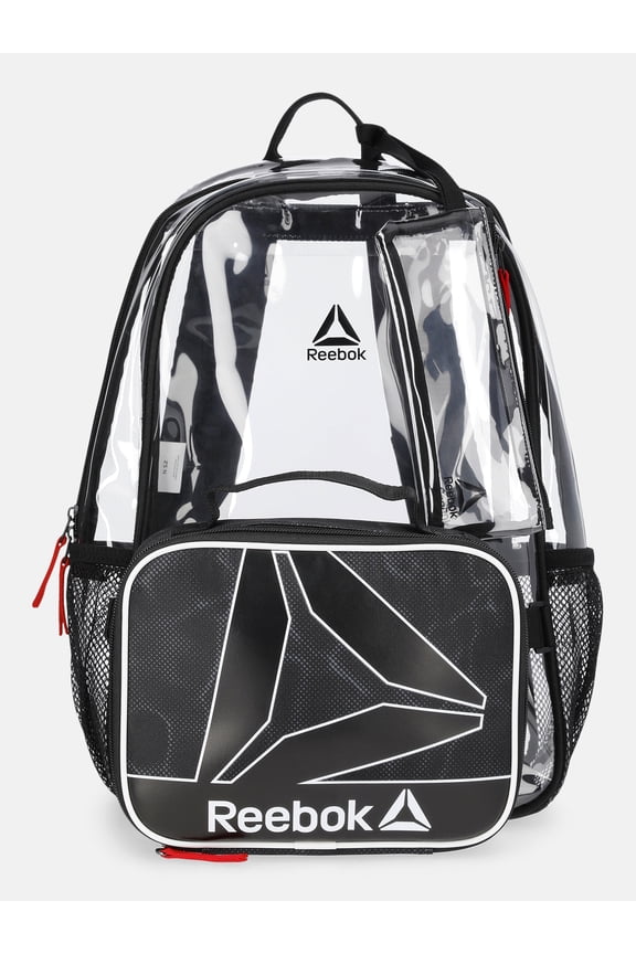 Kids' Dana17" Clear Backpack, Lunch Bag and Pencil Case Set, 3-Piece, Black