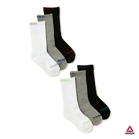 Reebok Kids Boy's Pro Series Cushion Crew Socks, 6 Pack