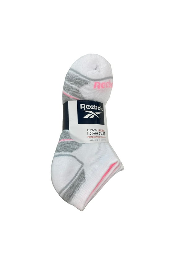 Ladies Cushion Low Cut Performance Training Socks, 8 Pair (White, 4-10)