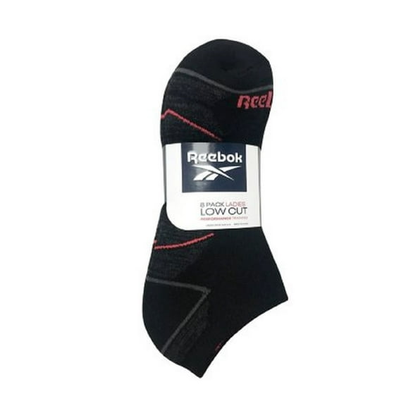 Reebok Ladies Cushion Low Cut Performance Training Socks, 8 Pair (Black, 4-10)