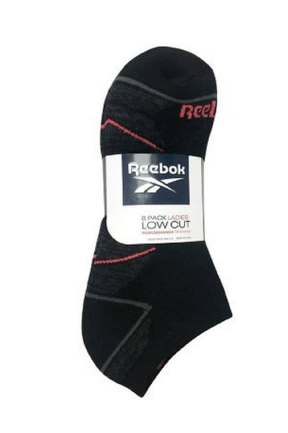 Ladies Cushion Low Cut Performance Training Socks, 8 Pair (Black, 4-10)