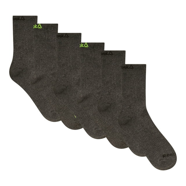 Reebok Men's Pro Series Cushion Mid Crew Socks, 6-Pack