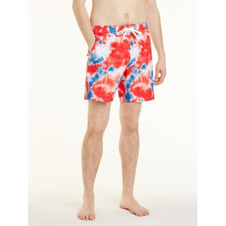 Reebok Men’s & Big Men's Printed Swim Trunks with Compression Liner, UPF 50+, 7” Inseam, Sizes S-2XL