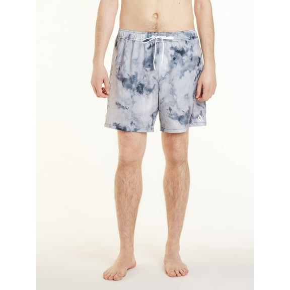 Reebok Men’s & Big Men's Printed Swim Trunks with Compression Liner, UPF 50+, 7” Inseam, Sizes S-2XL