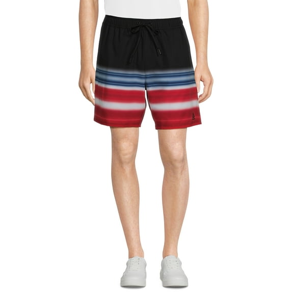 Reebok Men’s & Big Men's Printed Swim Trunks with Compression Liner, UPF 50+, 7” Inseam, Sizes S-2XL