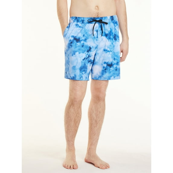 Reebok Men’s & Big Men's Printed Swim Trunks with Compression Liner, UPF 50+, 7” Inseam, Sizes S-2XL