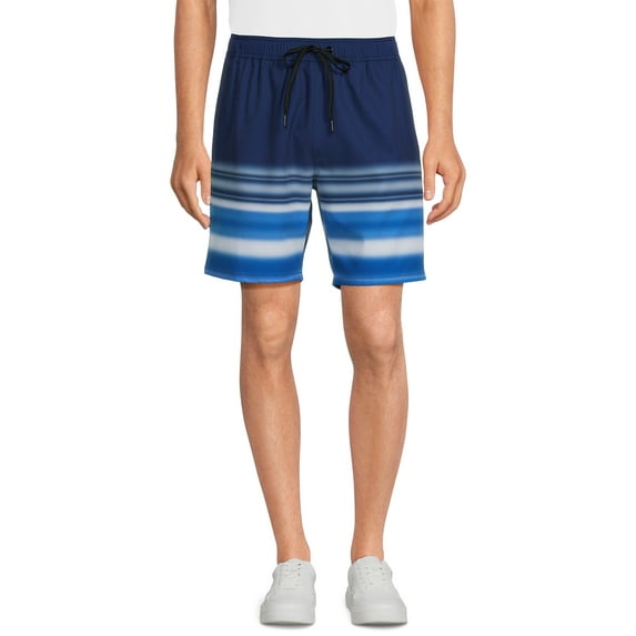 Reebok Men’s & Big Men's Printed Swim Trunks with Compression Liner, UPF 50+, 7” Inseam, Sizes S-2XL