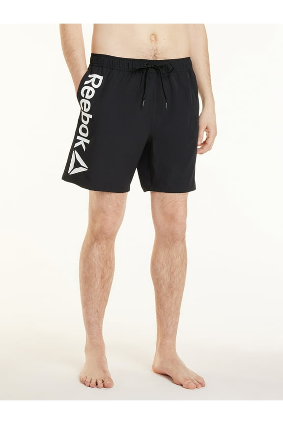 Men's & Big Men's Solid Logo Swim Trunks with Compression Liner and UPF 50+, 7" Inseam, Sizes S-2XL