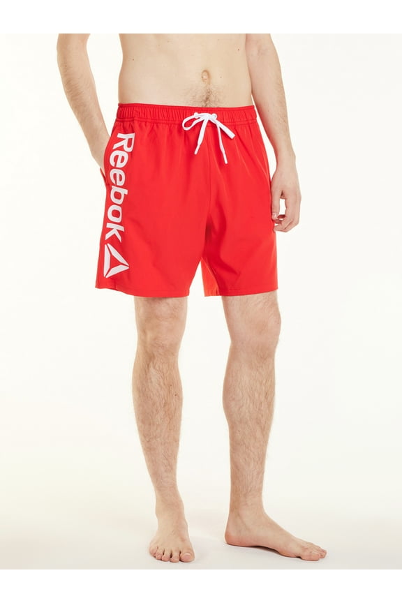 Men's & Big Men's Solid Logo Swim Trunks with Compression Liner and UPF 50+, 7" Inseam, Sizes S-2XL