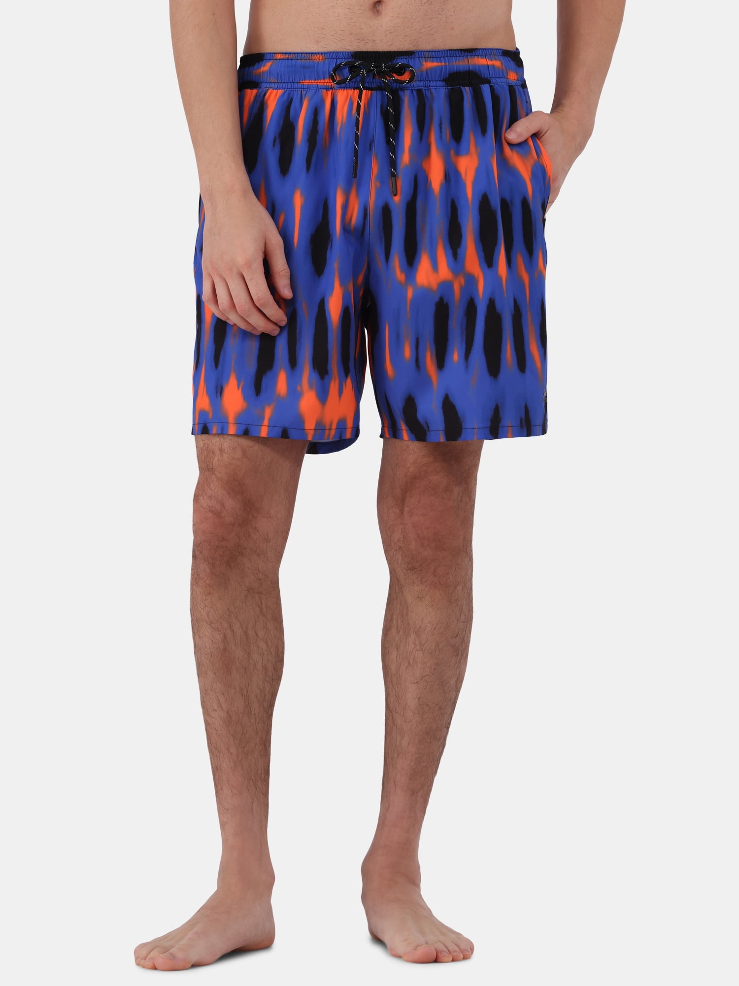 Reebok Men’s & Big Men's Printed Swim Trunks with Compression Liner, UPF 50+, 7” Inseam, Sizes S-3XL