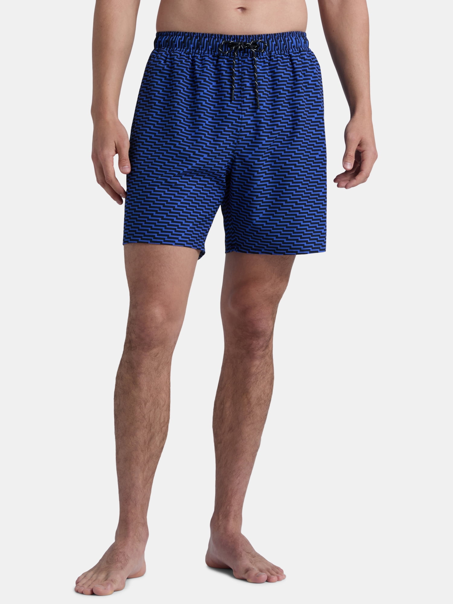 Reebok Men’s & Big Men's Printed Swim Trunks with Compression Liner, UPF 50+, 7” Inseam, Sizes S-3XL