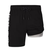 Reebok Men's & Big Men's Solid Logo Swim Trunks with Compression Liner and UPF 50+, 7" Inseam, Sizes S-2XL