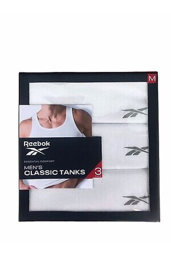 Men's CLASSIC TANKS 3 Pack White Size M  "ESSNTIAL COMFORT"