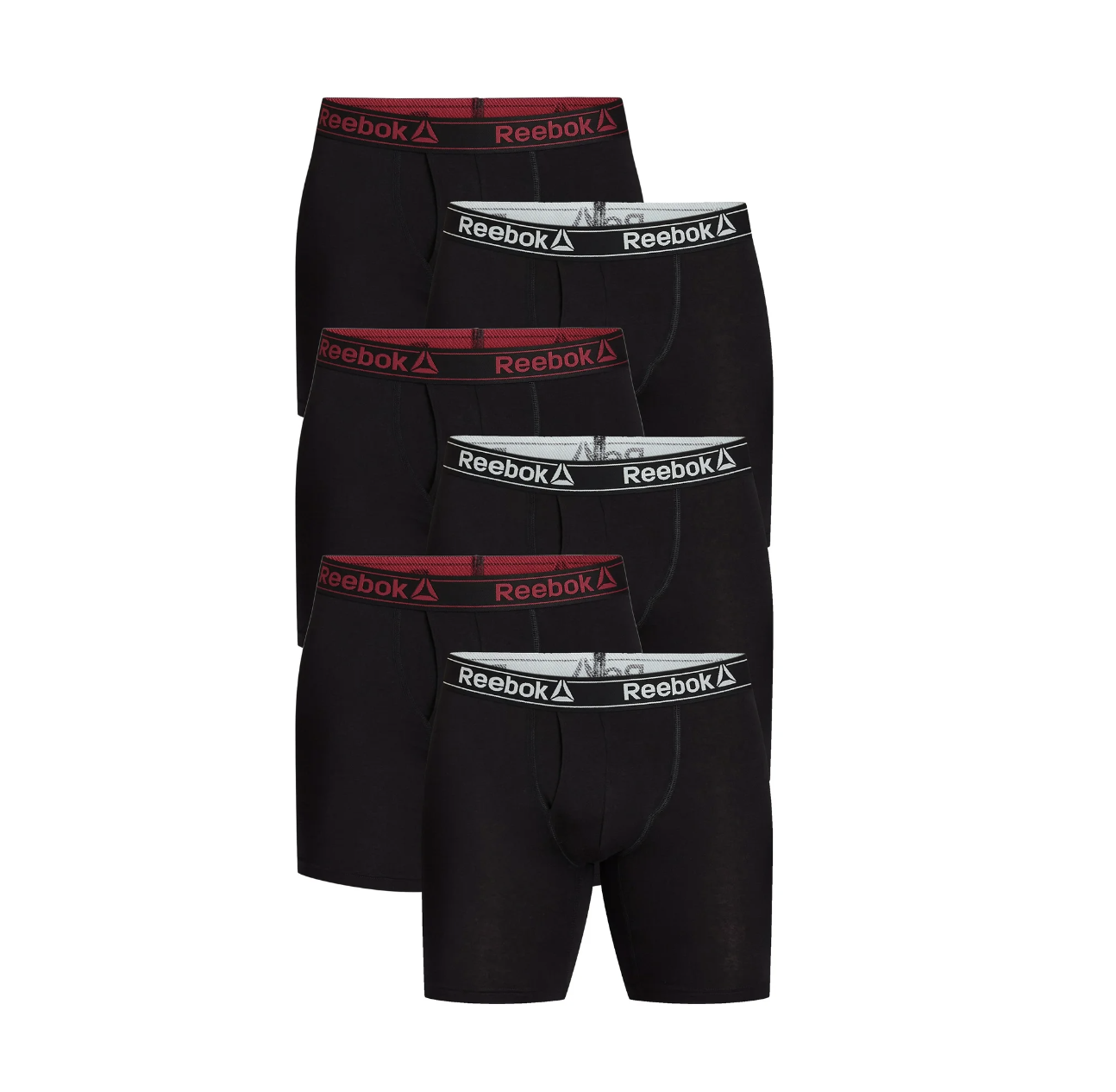 Reebok Men s Cotton Blend Long Leg Boxer Briefs 6 Pack Walmart