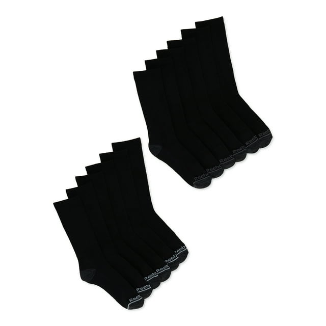 Reebok Men's Socks, Essentials Cushion Crew Socks, 12-Pack, Sizes 10-13