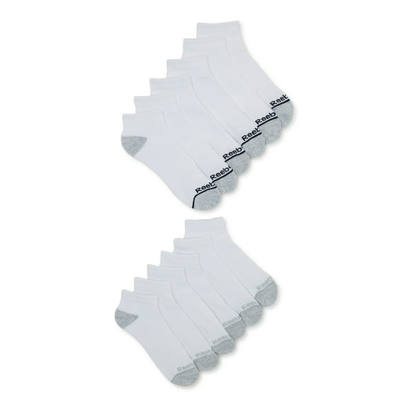 Reebok Men's Socks, Essentials Cushion Quarter Socks, 12-Pack, Sizes 10-13