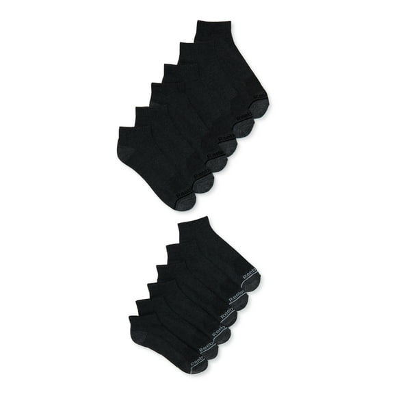 Reebok Men's Socks, Essentials Cushion Quarter Socks, 12-Pack, Sizes 10-13