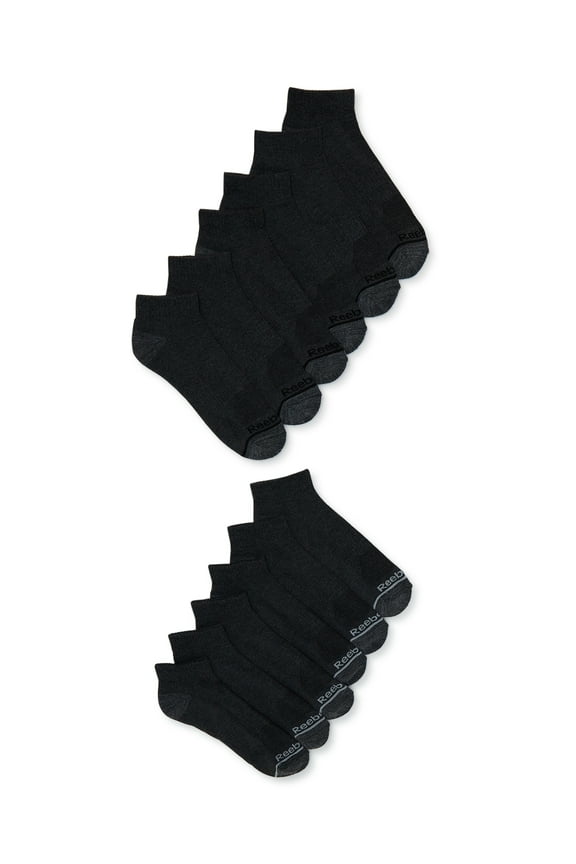 Men's Socks, Essentials Cushion Quarter Socks, 12-Pack, Sizes 10-13