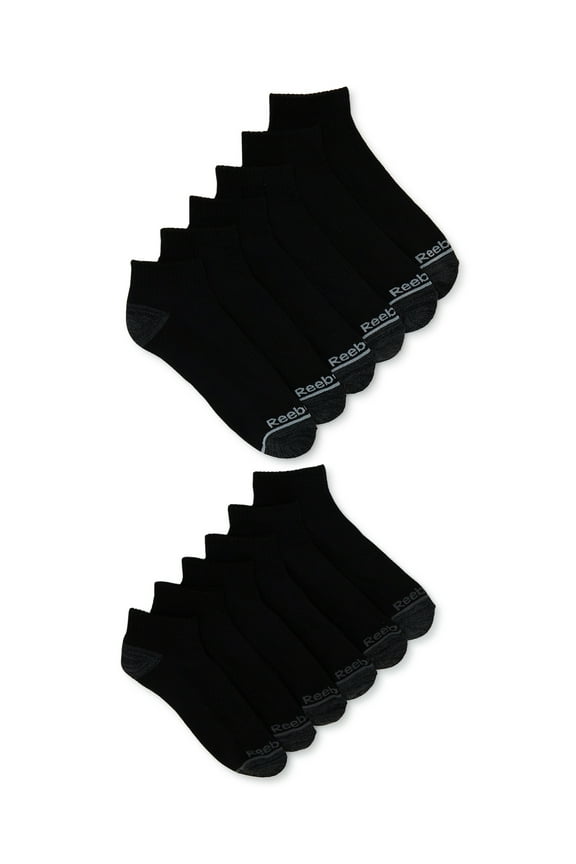 Men's Socks, Essentials Cushion Quarter Socks, 12-Pack, Sizes 10-13