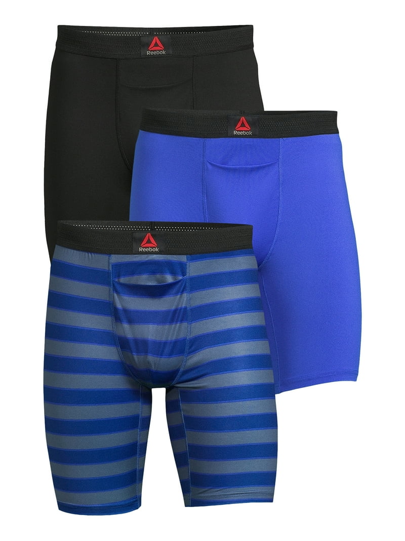 Reebok Men's Featherweight Long Performance Boxer Briefs 3-Pack